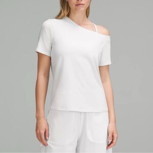 NEW Lululemon Off-The-Shoulder Cotton T-Shirt Light Vapor Size Small